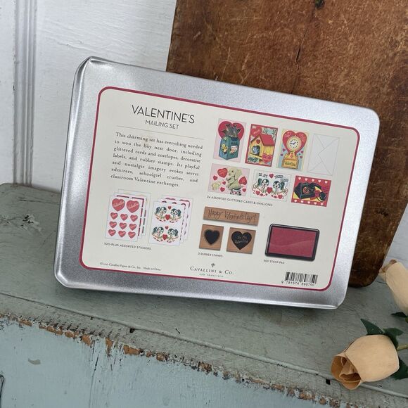 Cavallini Co. Valentine’s Mailing Set Cards Stickers Rubber Stamp Cute Nostalgic - Picture 13 of 13